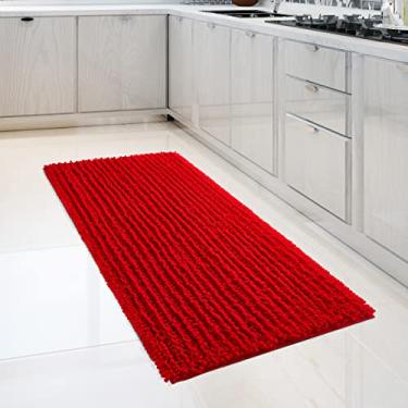 Imagem de FLOLEOPA Tapetes de banheiro de microfibra de pelúcia macia, tapetes de banho absorventes antiderrapantes, lavagem à máquina, tapetes de banho secos para banheira, chuveiro e banheiro (69,8 x 119,4