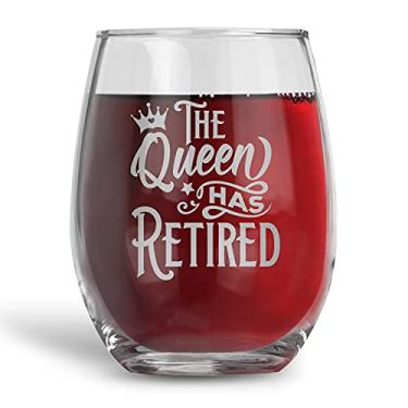 Imagem de BAD BANANAS - Presentes de aposentadoria para mulheres 2021 – The Queen Has Retired copo de vinho sem haste de 600 ml – Ideias engraçadas de presente de aposentadoria para mulheres aposentadas e colegas de trabalho