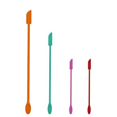 Imagem de Conjunto de 4 peças de espátulas de silicone mini raspador de pote pequeno espátula de silicone para maquiagem, espátula, mini agitador de loção de espátula, ganhe a última gota de garrafas de alimentos, produtos de beleza (multicolorido)