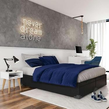 Imagem de Base para Cama Box Queen Madalynn com Baú (45x158x198) Preta