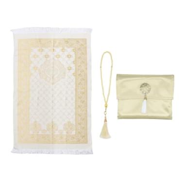 Imagem de Hitopin Tapete de oração muçulmana e miçangas com bolsa de tecido elegante, tapete de oração islâmica, tapete de oração muçulmano, cobertor de oração do Ramadã, para presentes, muçulmano, islâmico,