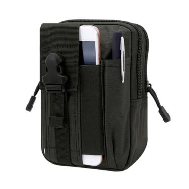 Imagem de TOKSHOP Bolsa Tática Molle Militar Bolsa Cintura Impermeável Porta Objetos e Celular (Preto)