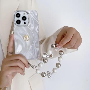 Imagem de Moda luxo camélia pulseira caso de telefone para iphone 15 14 13 12 11 pro max capa geométrica galvanizada dura, sj5, para iphone 13promax