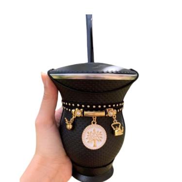 Imagem de Kit Chimarrão: Cuia de Porongo Revestida, Pulseira/Choker - Diversas Cores (Preto)