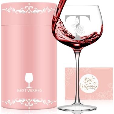 Imagem de Presentes para mulheres, amigos, mãe, esposa, ela, monograma, presente de taça de vinho personalizado A-Z, presentes personalizados para mulheres, aniversário, Natal, dia das mães, presentes de dia