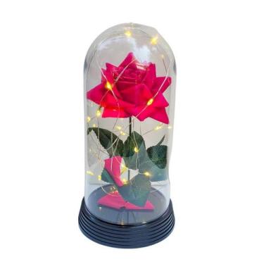 Imagem de Luminária A Rosa Encantada Pink 20 Cm Base Preto Quente - Amor Lindo