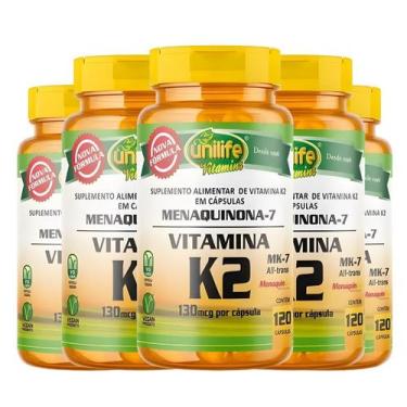 Imagem de KIT C/5 Un.  Vitamina K2 135mcg Mk7 Menaquinona Concentrada 120 Cápsul