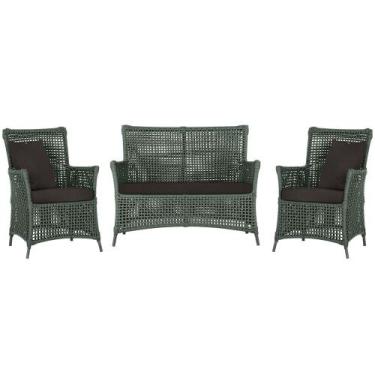 Imagem de Jogo Sofá e 2 Poltronas de Área Igapó Alumínio Pintura Preta Corda Náu