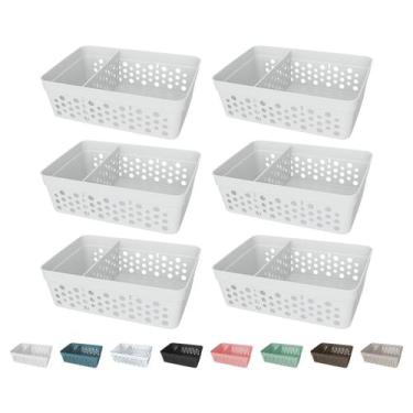 Imagem de Kit 6 Cesto Organizador Rattan c/ Divisória Removível 17x11 - Usual Ut