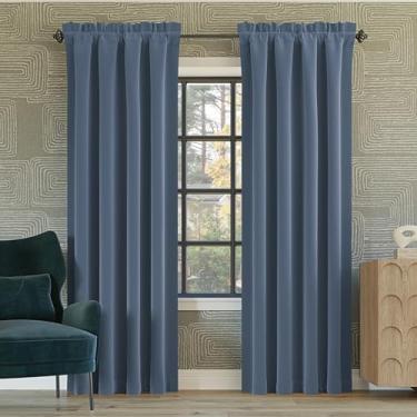 Imagem de Sun Zero Oslo Theater Grade Extreme 100% Blackout Rod Pocket Cortina Painel, 132.1 cm x 213.4 cm, Denim Blue