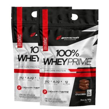 Imagem de Kit 2x Whey 100% Prime Bodyaction 900g Refil - Whey Concentrado - Adoçado com Stevia - CHOCOLATE