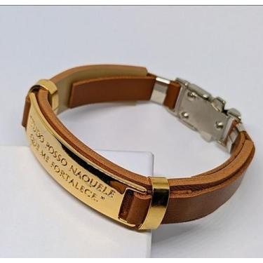 Imagem de Pulseira Bracelete Ajustável Regulavel Masculino Feminino Placa Inox T