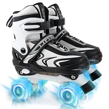 Imagem de ZHUKAIKJ Patins infantis ajustáveis com rodas iluminadas, 4 tamanhos para meninos, meninas, mulheres e homens