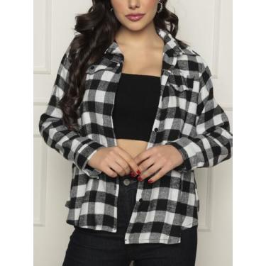Imagem de Camisa Xadrez Feminina Manga Longa Moda Fashion - Catarinense, GG, Bra