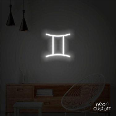 Imagem de luminaria letreiro Neon Led Signo Gêmeos 100x100 luminoso decoração p/