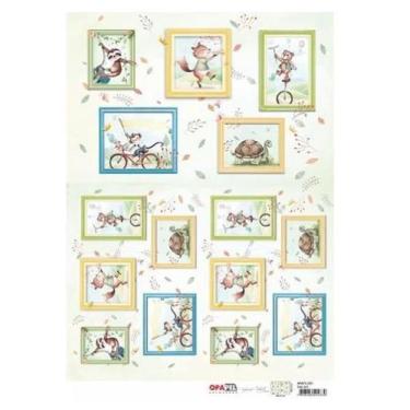 Imagem de Papel Decoupage Opapel 30x45cm Infantil Zoo I 3075 Opa