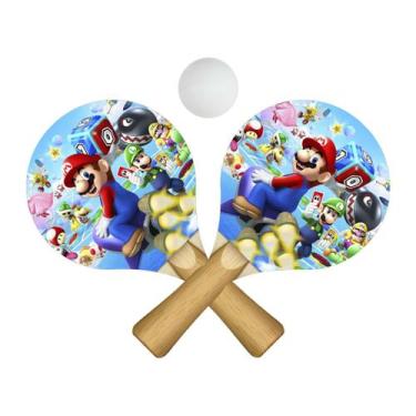 Imagem de Par de Raquetes para Tênis de Mesa com Bolinha 24,5x13,5 Mdf Madeira A
