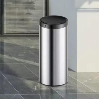 Imagem de Lixeira Automática Redonda em Aço Inox 50 Litros com Sensor - Globalmi