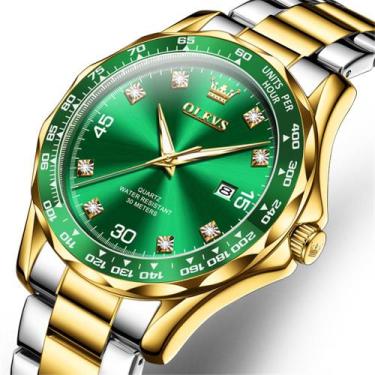 Imagem de Relógio De Luxo Masculino Dourado Clássico Casual Analógico - OLEVS