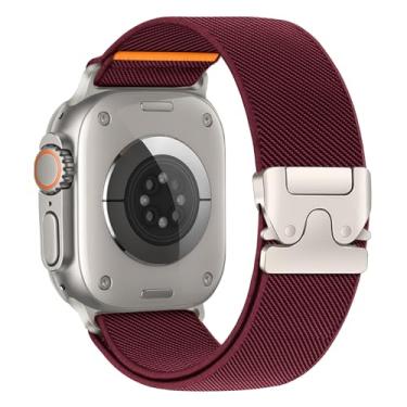 Imagem de Pulseira elástica de nylon para Apple Watch séries 10, 9, 8, 7, 6, 5, 4 e 3 SE, 42 mm, 46 mm, 40 mm, 44 mm, 41 mm, 45 mm, 38 mm, 49 mm, fivela paraquedas