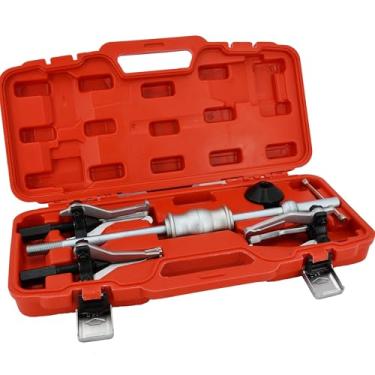 Imagem de MT MORTECDTA ReluxGo Conjunto de extrator de martelo deslizante de rolamento de engrenagem de 3 mandíbulas para remoção Conjunto de extrator de polia de engrenagem universal interno e externo para