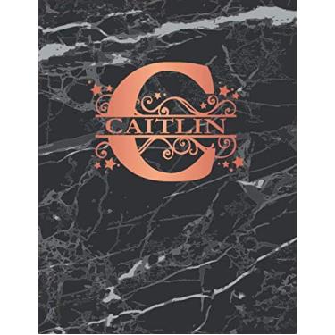 Imagem de Caitlin: Personalized Dot Grid Bullet Notebook for Women or Girls. Monogram Initial C. Black Marble & Rose Gold Cover. 8.5" x 11" 110 Pages Dotted Journal Diary Pape