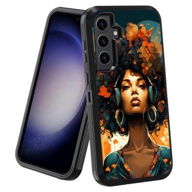 Imagem de POIUYTREW Capa protetora para Samsung Galaxy S24 FE, 3 camadas resistentes [grau militar] à prova de poeira à prova de choque para Samsung Galaxy S24 FE 5G (2024), mulheres negras afro-americanas
