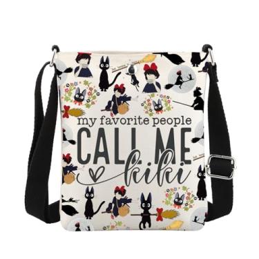 Imagem de MBMSO Kiki Delivery Inspired Gifts My Favorite People Call Me Kiki & Jiji Bolsa tiracolo Kiki's Anime Lover Presentes para fãs de mangá, Bolsa transversal Kiki