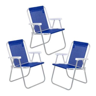 Imagem de Kit 3 Cadeira de Praia Alta Alumínio Lazy Sannet - Belfix