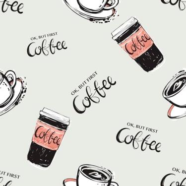 Imagem de Papel De Parede 10m Adesivo Café Cafeteria Cartoon Lavável