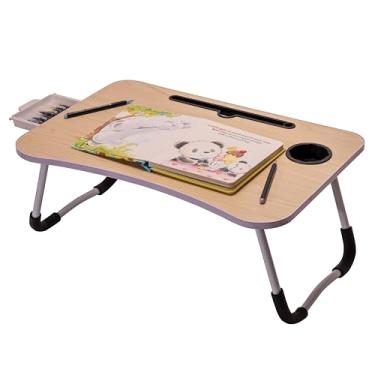 Imagem de OHAHO Mesa para laptop, mesa dobrável com suporte para copos, compartimento para tablet, suporte portátil para trabalhar, escrever, desenhar (bordo branco)