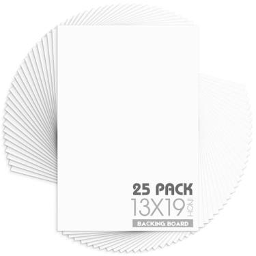 Imagem de Mat Board Center, pacote com 25, placas de suporte brancas de 33 x 48 cm, papelão com espessura de 4 camadas para suporte traseiro de imagem/foto/moldura