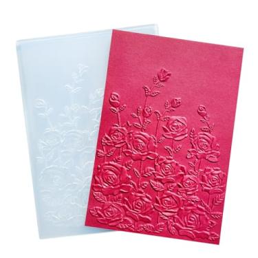 Imagem de DIYology Pastas em relevo de rosas 3D para fazer cartões, modelo de pasta em relevo rosa para artesanato em papel faça você mesmo, scrapbook, decoração de argila de polímero