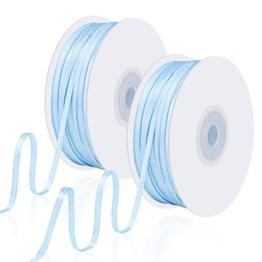 Imagem de Fita azul dupla face de 200 metros de 1/20.3 cm, fita azul clara fina para chá de bebê, remoção de ervas daninhas, embrulho de presente, decorações de graduação do dia das mães