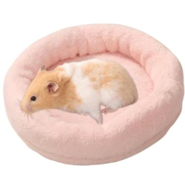 Imagem de Almofada macia e quente para cama de hamster para animais pequenos - Tapete de dormir confortável para porquinhos-da-índia/ouriço/esquilo/ratos/casa de ninho de chinchila (rosa - cabelo curto, grande)