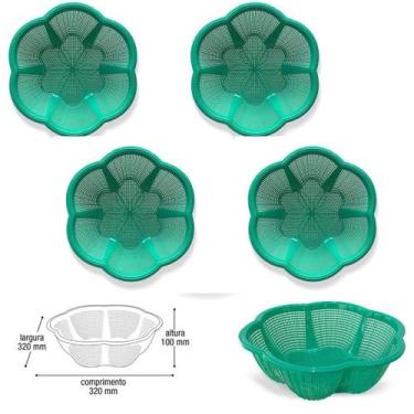 Imagem de Kit 4 Cesto Fruteira De Centro de Mesa Cor Verde Plástico - Arqplast