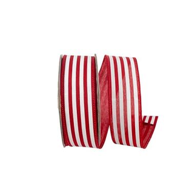 Imagem de Reliant Ribbon Fita de borda com fio de linho listrado, vermelho/branco