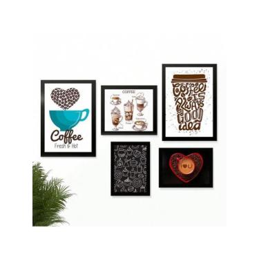 Imagem de Kit 5 Quadros Cantinho do Café Placas Café É Sempre Uma Boa Ideia - Pr
