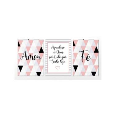 Imagem de Kit 3 Quadros Decorativos Placas Sala Quarto Cozinha Decoração Casa Ab