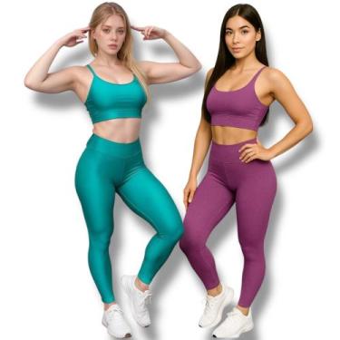 Imagem de Kit c/ 2 CALÇAS LEG Legging BASICA Cintura Alta Fitness Treino Casual 
