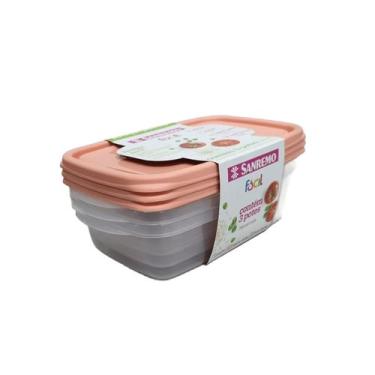 Imagem de Kit com 9 Potes de Plástico Marmita Sanremo 785ml - Coral