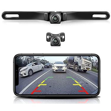 Imagem de Câmera de segurança sem fio para carro WiFi, GreenYi 5G 720P HD, placa de carro com visão traseira/frontal para iPhone, iPad, Android, smartphones, tablets, que suportam Wi-Fi de banda dupla (2,4 GHz