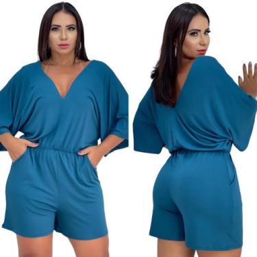 Imagem de Macaquinho Flare Feminino Plus Size Shortinho Viscolycra Malha Tam Úni