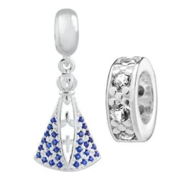Imagem de Kit Berloque Nossa Senhora Aparecida Separador Cristal Prata 925