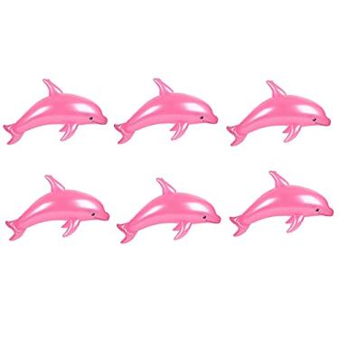 Imagem de Zugar Land Brinquedo Inflável Gigante De 40" Com Golfinho Perolado, Decoração Mesa Buffet Para Festa Aniversário, Praia, Piscina, Tema Aquático (Rosa - Pacote 6)