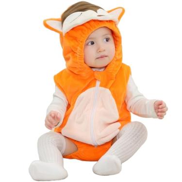 Imagem de Macaquinho unissex sem mangas com capuz para roupas de Natal e Halloween, macacão infantil com zíper e cosplay, Raposas, 18-24months