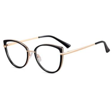 Imagem de Óculos de grau gatinho feminino com dobradiça de mola e bloqueio de luz azul (2)