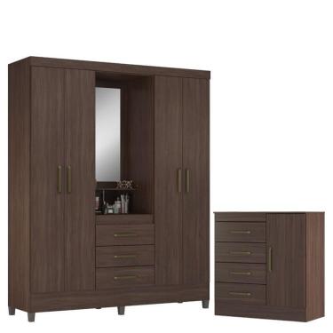 Imagem de Guarda Roupa Casal Capelinha Pérsia Com Cômoda Montevidéu Café Touch - Demóbile
