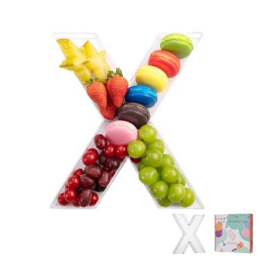 Imagem de Bandeja de charcutaria de acrílico com letras e números de 28 cm – Caixa de alfabeto reutilizável preenchível para doces, lanches, cupcakes – Travessa de servir para aniversário, casamento, festa de