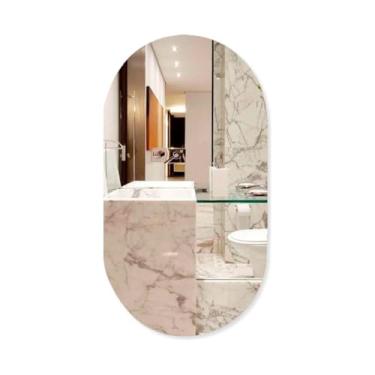Imagem de Espelho Oval Com Led Lapidado Quarto Sala Banheiro Grande 80 X 50 Cm(40x50 (Sem Led-Dupla Face))